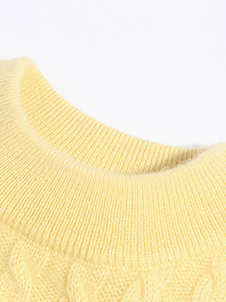 Classic Cable Knit Cashmere Pullover Sweater for Boys and Girls